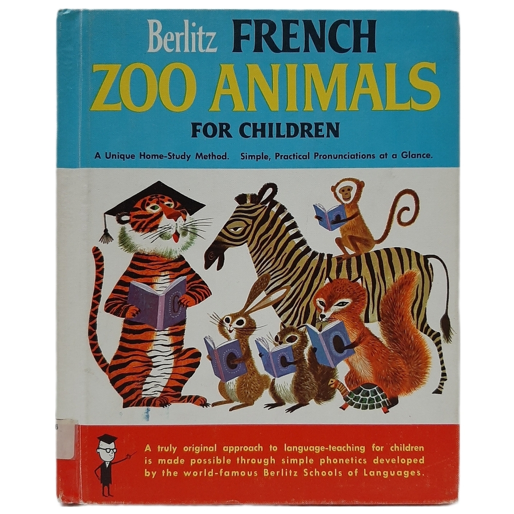 🍒 Berlitz French Zoo Animals for Children MCM Vintage Language HC Kids Book